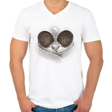 PRINTFASHION Ping pong - Férfi V-nyakú póló - Fehér férfi póló