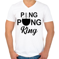 PRINTFASHION Ping Pong King - Férfi V-nyakú póló - Fehér