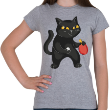 PRINTFASHION Ping pongos macska - Női póló - Sport szürke női póló