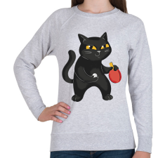 PRINTFASHION Ping pongos macska - Női pulóver - Sport szürke női pulóver, kardigán