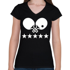 PRINTFASHION PingPong - Női V-nyakú póló - Fekete női póló