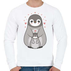 PRINTFASHION Pingvin család - Férfi pulóver - Fehér