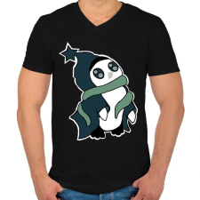 PRINTFASHION pingvin_kék - Férfi V-nyakú póló - Fekete férfi póló