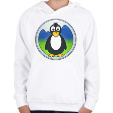 PRINTFASHION Pingvin logó  - Gyerek kapucnis pulóver - Fehér gyerek pulóver, kardigán