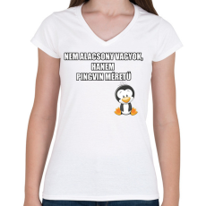PRINTFASHION Pingvin - Női V-nyakú póló - Fehér