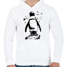 PRINTFASHION pingvin rajz - Férfi kapucnis pulóver - Fehér férfi pulóver, kardigán
