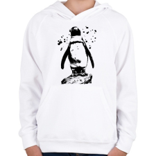 PRINTFASHION pingvin rajz - Gyerek kapucnis pulóver - Fehér gyerek pulóver, kardigán