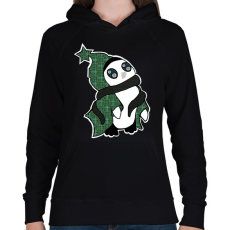 PRINTFASHION pingvin_zöld - Női kapucnis pulóver - Fekete