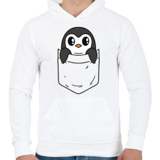 PRINTFASHION Pingvin zsebminta - Férfi kapucnis pulóver - Fehér