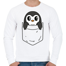 PRINTFASHION Pingvin zsebminta - Férfi pulóver - Fehér