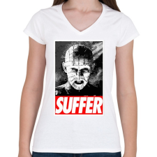 PRINTFASHION Pinhead Suffer - Női V-nyakú póló - Fehér női póló