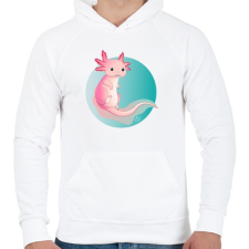 PRINTFASHION Pink axolotl - Férfi kapucnis pulóver - Fehér férfi pulóver, kardigán