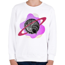 PRINTFASHION Pink cat planet - Gyerek pulóver - Fehér gyerek pulóver, kardigán