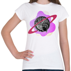 PRINTFASHION Pink cat planet - Női póló - Fehér