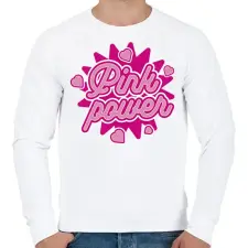 PRINTFASHION Pink Power - Férfi pulóver - Fehér férfi pulóver, kardigán