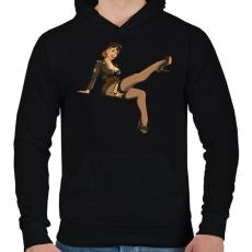 PRINTFASHION Pinup Army - Férfi kapucnis pulóver - Fekete
