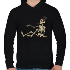 PRINTFASHION Pipás csontváz - Férfi kapucnis pulóver - Fekete