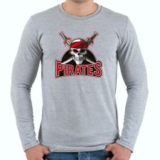 PRINTFASHION Pirates Logó - Férfi hosszú ujjú póló - Sport szürke férfi póló