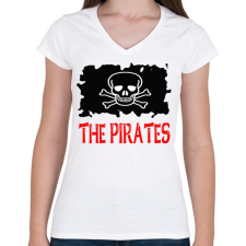 PRINTFASHION pirates - Női V-nyakú póló - Fehér női póló