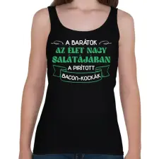 PRINTFASHION Pirított bacon-kockák - Női atléta - Fekete női trikó