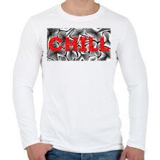 PRINTFASHION Piros CHILL - Férfi hosszú ujjú póló - Fehér férfi póló
