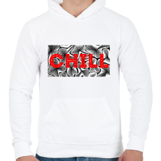 PRINTFASHION Piros CHILL - Férfi kapucnis pulóver - Fehér