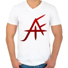 PRINTFASHION piros jafi szimbólum - Férfi V-nyakú póló - Fehér férfi póló