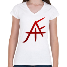 PRINTFASHION piros jafi szimbólum - Női V-nyakú póló - Fehér