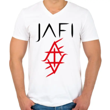 PRINTFASHION piros jellel spékelt jafi - Férfi V-nyakú póló - Fehér férfi póló