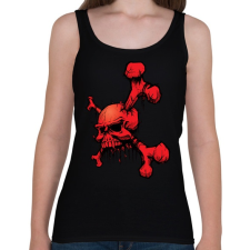PRINTFASHION piros koponya - Női atléta - Fekete női trikó