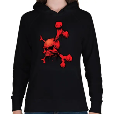 PRINTFASHION piros koponya - Női kapucnis pulóver - Fekete