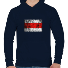 PRINTFASHION Piros sáv minimál - Férfi kapucnis pulóver - Sötétkék női pulóver, kardigán