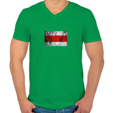 PRINTFASHION Piros sáv minimál - Férfi V-nyakú póló - Zöld