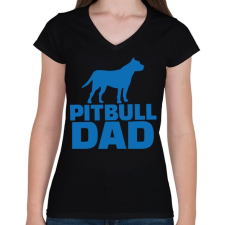 PRINTFASHION Pitbull apa - Női V-nyakú póló - Fekete női póló