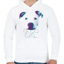 PRINTFASHION Pitbull - Good Girl - Férfi kapucnis pulóver - Fehér férfi pulóver, kardigán
