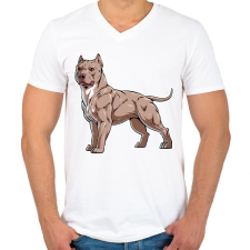 PRINTFASHION Pitbull kutya - Férfi V-nyakú póló - Fehér férfi póló