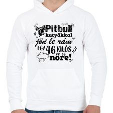 PRINTFASHION Pitbull kutyákkal jön le rám... - Férfi kapucnis pulóver - Fehér férfi pulóver, kardigán