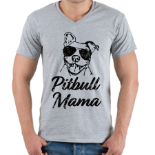 PRINTFASHION Pitbull mama - Férfi V-nyakú póló - Sport szürke férfi póló