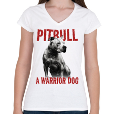 PRINTFASHION Pitbull - Női V-nyakú póló - Fehér