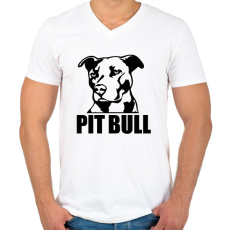 PRINTFASHION pitbull-png-273352 - Férfi V-nyakú póló - Fehér