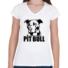 PRINTFASHION pitbull-png-273352 - Női V-nyakú póló - Fehér női póló