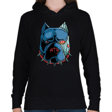 PRINTFASHION Pitbull robot - Női kapucnis pulóver - Fekete női pulóver, kardigán