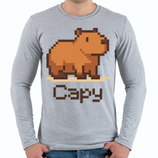 PRINTFASHION Pixel capy - Férfi hosszú ujjú póló - Sport szürke férfi póló