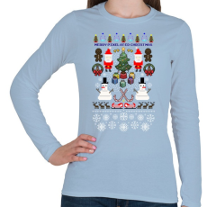 PRINTFASHION Pixel Karácsony - Női hosszú ujjú póló - Világoskék