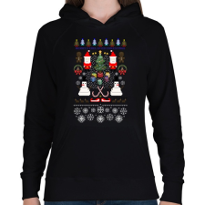 PRINTFASHION Pixel Karácsony - Női kapucnis pulóver - Fekete női pulóver, kardigán