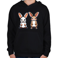 PRINTFASHION pixel nyuszik - Gyerek kapucnis pulóver - Fekete gyerek pulóver, kardigán