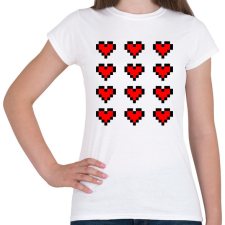 PRINTFASHION Pixel szívek - Női póló - Fehér női póló