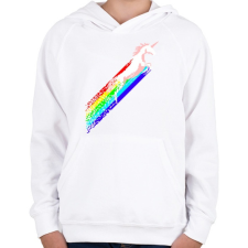 PRINTFASHION Pixel unicorn - Gyerek kapucnis pulóver - Fehér gyerek pulóver, kardigán