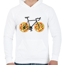 PRINTFASHION Pizza bicikli - Férfi kapucnis pulóver - Fehér férfi pulóver, kardigán