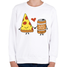 PRINTFASHION Pizza és sör - Gyerek pulóver - Fehér gyerek pulóver, kardigán